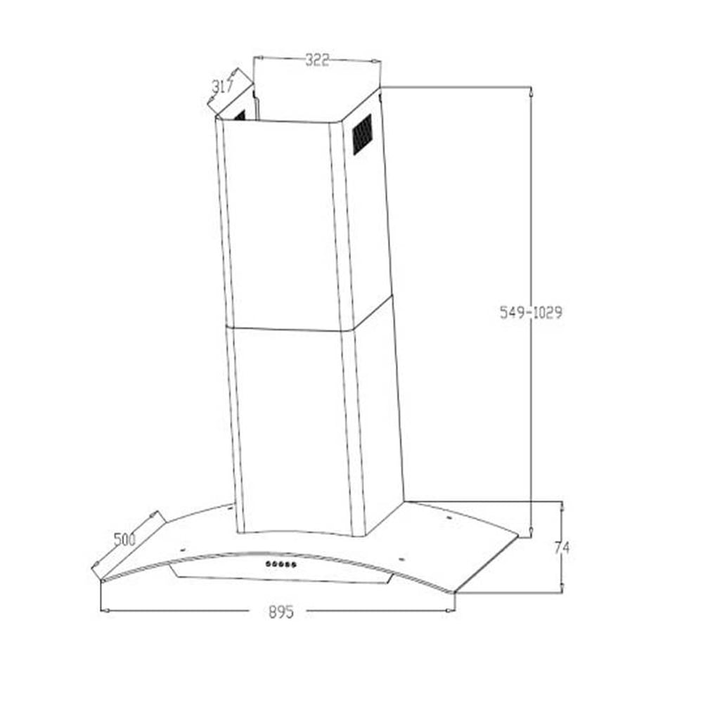 ELBA CHIMMY HOOD EH-J9088(STAINLESS STEEL) 90CM 1400M3/H